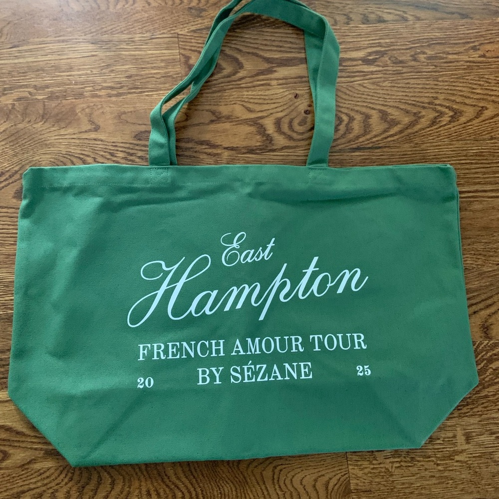 NWOT Sezane East Hampton Green Canvas Tote